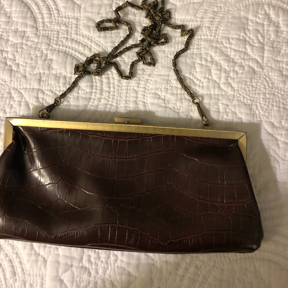 Croc print clutch